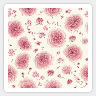 Pink Vintage Floral  Romantic Flower Design Sticker